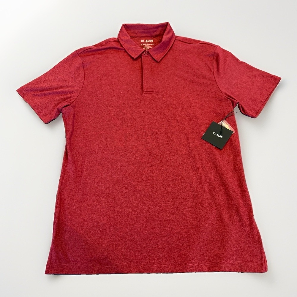 01.ALGO Performance Polo Mens Medium Red Quick Dry UPF 40 Recycled NWT